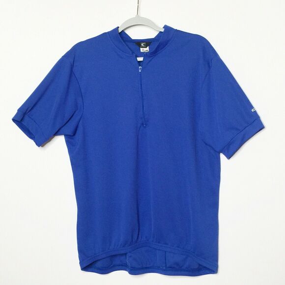 Men’s Canari Riding jersey short sleeve 1/4 Zip 3 Back Pockets Blue - Picture 1 of 4